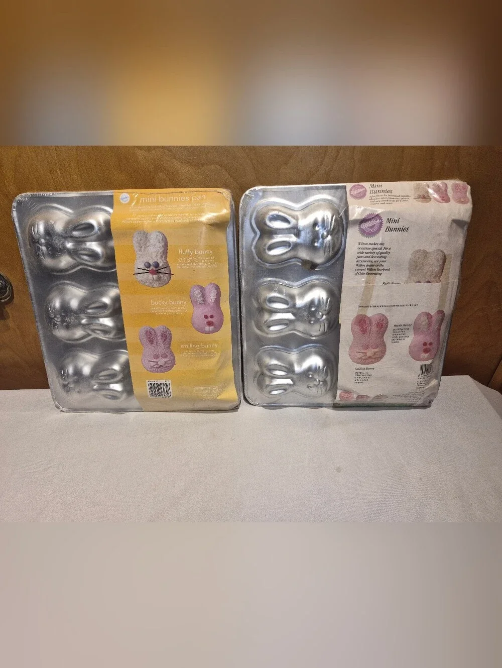 2 Wilton Easter Bunny Face Cake Pan Baking Mold New Old Stock Sealed Vintage